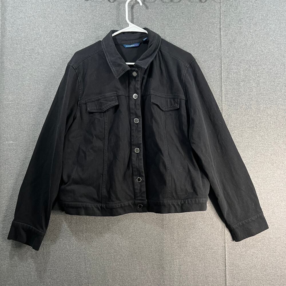 Isaac Mizrahi Live! Knit Denim Jacket Black Size X-Large
